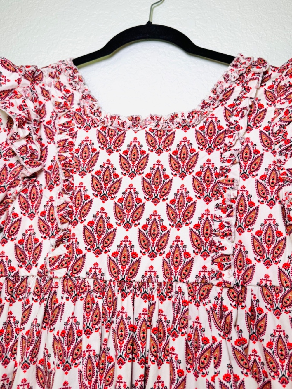 A Loves A Dress Girls XL Paisley Ruffles Smocked Midi Red Family Pictures Dressy - Picture 3 of 12